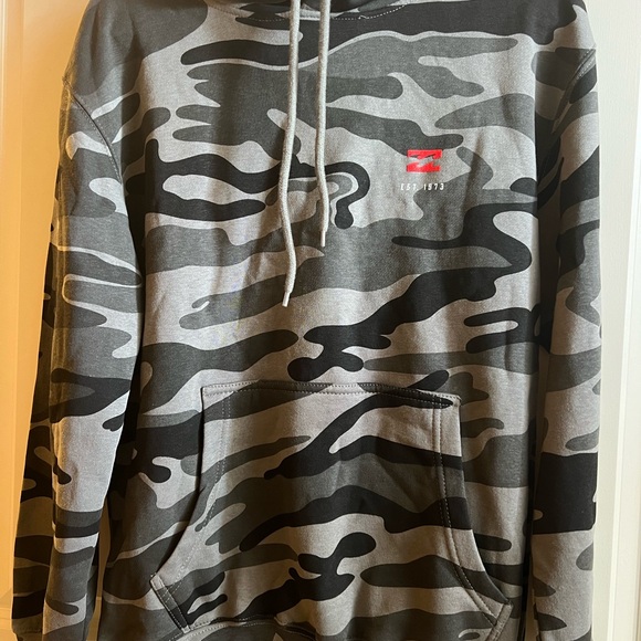 Billabong Andy Irons Gray and Black Camouflage Hoodie Sweatshirt Hanalei Kauai - Picture 3 of 4